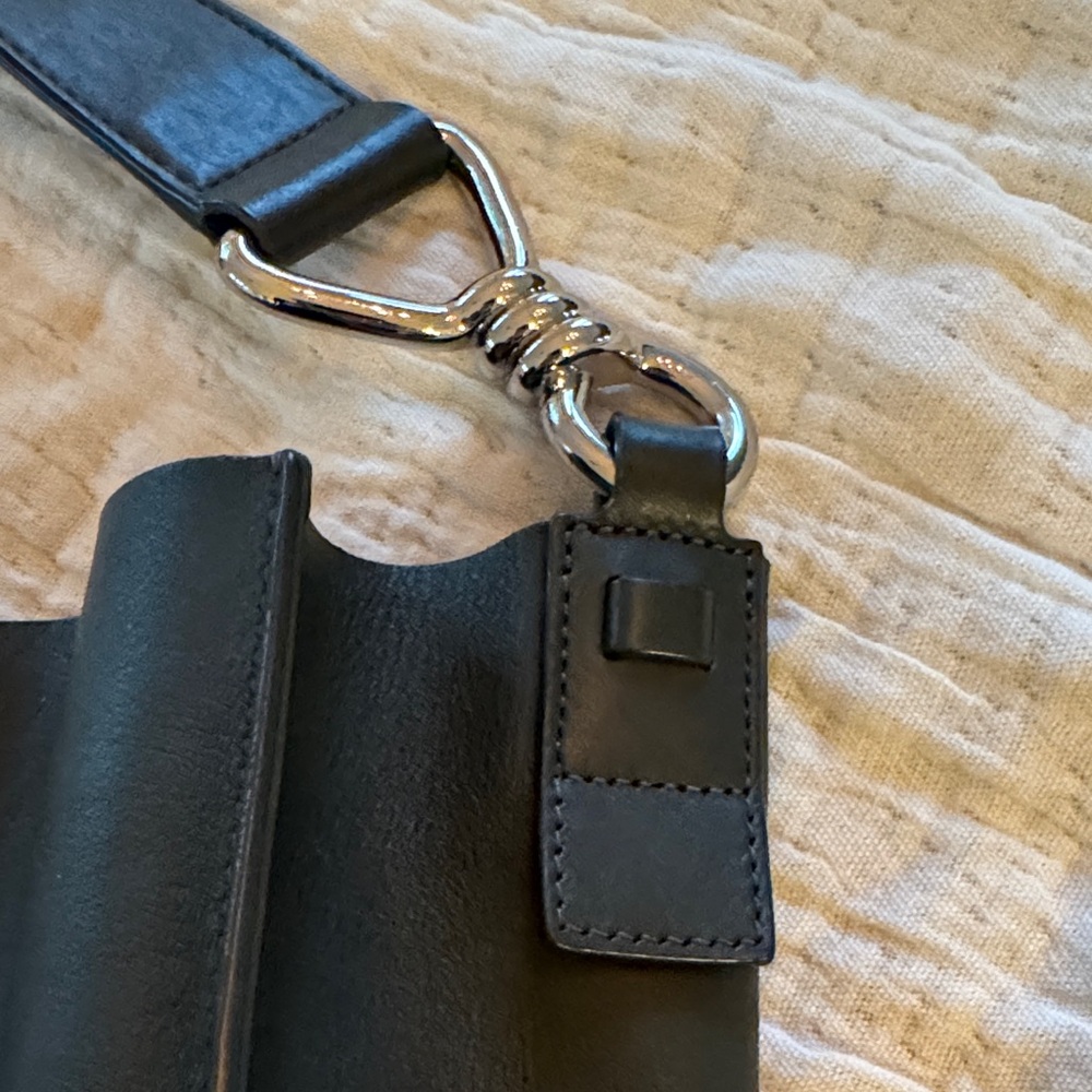 AllSaints Olive Green Leather Shoulder Bag with Silver Hardware - Picture 6 of 16